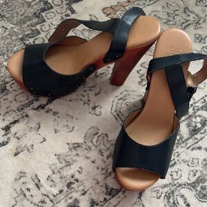 Mojo Moxy Hope High Heels - Women’s Black with Wood Block Heel